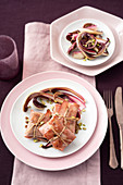 Involtini al radicchio (Mortadellapäckchen mit Balsamico-Honig-Radicchio, Italien)