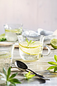Woodruff punch with sparkling wine, woodruff and limes