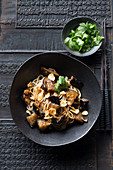 Soba noodles with fried aubergines and ginger (Asia)