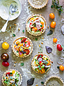 Mini tarts with Heirloom tomato and ricotta