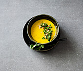 Pumpkin soup with peanuts and coriander