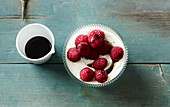 Vanilla ricotta with raspberries