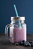 Blueberry power mix with yoghurt, hazelnuts and chia seeds