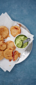 Tomato fritters with an avocado dip