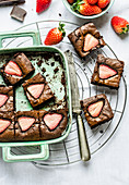 Brownies with strawberries