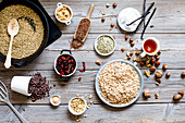 Various ingredients for homemade granola bars
