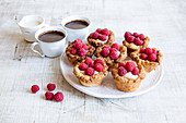 Raspberry tarts with pudding filling