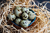 Common quail eggs in a bowl
