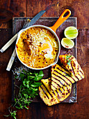 Spiced Red Lentil Dhal with Fried Egg and Pumpkin Naan
