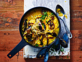 Red Lentil and Carrot Soup with Saffron Mussels