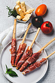 Gressinis with spanish typical serrano ham