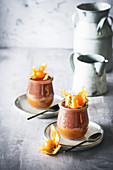 Chocolate and salted caramel mousse with physalis