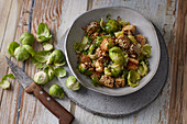 Brussels sprouts salad with sesame seed tofu
