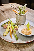 Bavarian vegetable tempura with a cream cheese dip