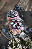 Vegan blueberry tarts (raw baking)