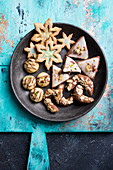 A plate of Christmas cookies