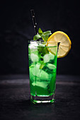 A Green Dragon Cocktail (gin, mint liqueur and lemon juice)