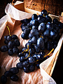 Red grapes in a crate