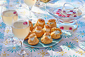 Champagne soup and profiteroles with goat's cream cheese