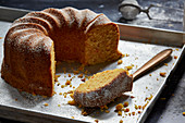 Classic carrot Bundt cake, sliced