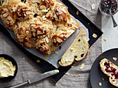 An Easter plait with raisins and flaked almonds