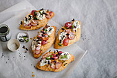 Sandwiches with cream cheese and roasted radish