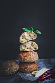 A stack of oat and yoghurt rolls