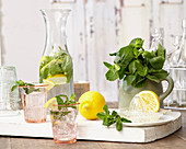 Water with mint and lemon