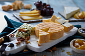 A French cheese platter with nuts