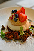 Dessert with strawberries and meringue