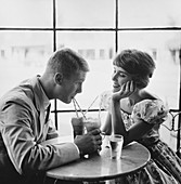 Couple Enjoying Sodas, 1950s