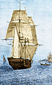 HMS Beagle in Phosphorescent Sea