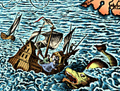Sea Serpent Attacking Ship, 1583