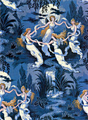 Fairies in the Moonlight, French Textile