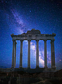 Roman Ruins and Milky Way, Italy