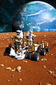 Astronauts Explore the Moon on Rover