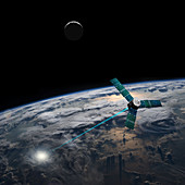 Satellite Firing Energy Weapon at Earth