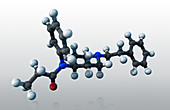 Fentanyl, molecular model