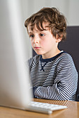 4 year-old boy using a computer