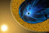 Earth's magnetosphere and magnetosheath, illustration