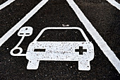 Bay for electric car recharging point, UK