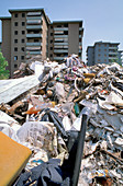 Rubbish piled in the street, Cinisello Balsamo, Italy
