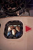 Crew at window of Space Shuttle Discovery, 2006