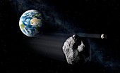 Asteroids passing near the Earth, illustration
