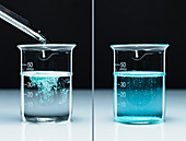 Copper carbonate reacts with acid