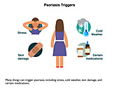 Psoriasis triggers, infographic