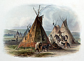 Native American Assiniboine Indian Chief Tipi, 1830s