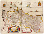 Joan Blaeu, Portugal Map, 17th Century