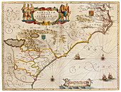 Joan Blaeu, Virginia and Florida Coast Map, 17th Century