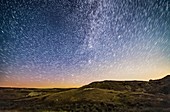 Tumbling Satellite over Dinosaur Park, Alberta, Canada